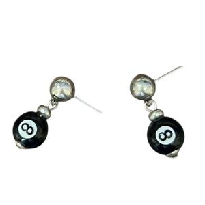 Free People Black and Silver Eight Ball Earrings